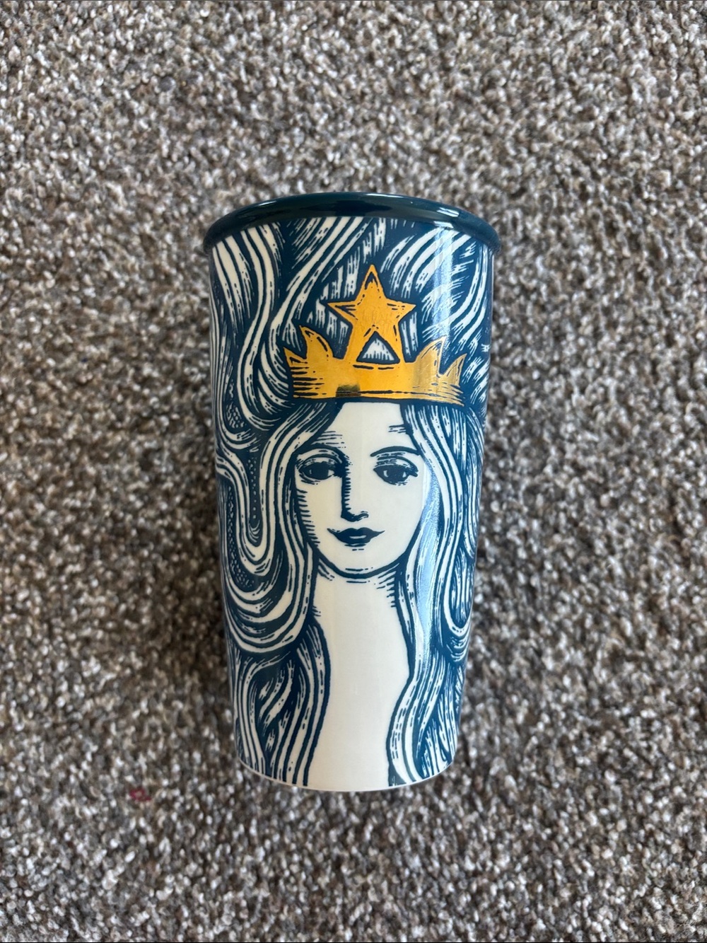 Starbucks 2016 Blue and Gold Mermaid Ceramic Tumbler